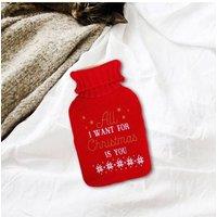 KDMD All I Want For Christmas - Hot Water Bottle & Knitted Cover in Red