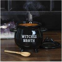 KDMD Witches Broth Cauldron Soup Bowl With Broom Spoon in Black