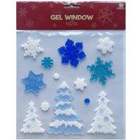 KDMD Winter Trees & Snowflakes Gel Window Stickers 10 Pack in Blue
