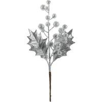 KDMD Silver Glitter Holly Pick 30cm 6 Pack