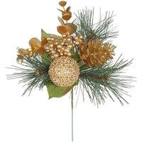 KDMD Gold PineconeBauble & Berry Pick 22cm 5 Pack