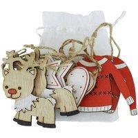 KDMD Festive Wooden Hanging Decorations 5 Pack Assorted Designs