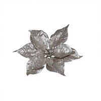 KDMD Champagne Glitter Poinsettia Pick 4 Pack in Silver