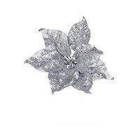 KDMD Silver Glitter Poinsettia Pick 4 Pack