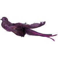 KDMD Purple Glitter Bird with Clip 23cm 4 Pack