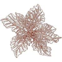 KDMD Glitter Pink Poinsettia with Clip 23cm 3 Pack