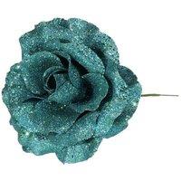 KDMD Peacock Glitter Rose Dia21cm 3 Pack in Teal