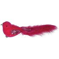 KDMD Hot Pink Velvet Bird with Glitter & Clip 20cm 3 Pack