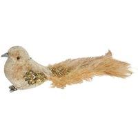 KDMD Gold Velvet Bird with Glitter & Clip 20cm 3 Pack