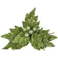 KDMD Green Velvet Poinsettia with Glitter Edge Dia28cm 3 Pack