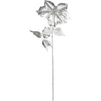 KDMD Metallic Silver Poinsettia Stem 3 Pack
