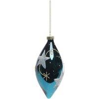 KDMD Midnight Blue Glass Droplet Bauble H12cm 3 Pack