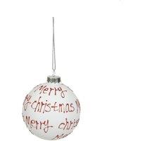 KDMD Bauble Red Merry Christmas White Glass Dia8cm 3 Pack
