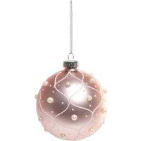 KDMD Pink Pearl Patterned Glass Bauble Dia8cm 3 Pack