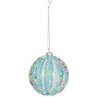 KDMD Turquoise Sequin Bauble 8cm 2 Pack