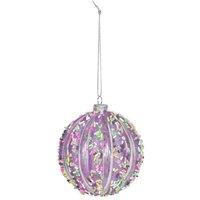 KDMD Purple Sequin Bauble 8cm 2 Pack