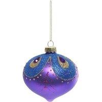KDMD Purple & Blue Glass Droplet Bauble Dia8cm 2 Pack