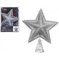 KDMD 20cm Luxury Tree Top Star Silver 2 Pack