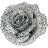 KDMD Silver Glitter Rose with Clip Dia18cm 2 Pack