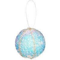 KDMD Iridescent Blue Sequin Covered Bauble 12cm 2 Pack