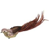 KDMD Rose Sequin & Glitter Bird with Clip 29cm 2 Pack in Brown