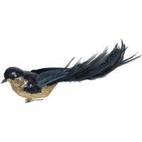 KDMD Midnight Blue Sequin & Glitter Bird with Clip 29cm 2 Pack