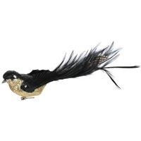 KDMD Black & Gold Sequin & Glitter Bird with Clip 29cm 2 Pack