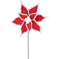 KDMD Red & White Poinsettia Pick 53cm 2 Pack