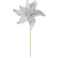 KDMD Silver Glitter Poinsettia Stem 67cm 2 Pack