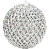 KDMD Silver Glitter & Sequin Bauble Dia10cm 2 Pack