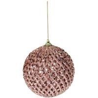 KDMD Pretty in Pink Rose Gold Glitter Bauble Dia10cm 2 Pack