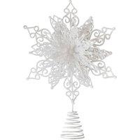 KDMD Glitter Snowflake Tree Topper - White 32cm 2 Pack