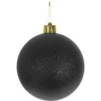 KDMD Black Glitter Shatterproof Bauble 15cm