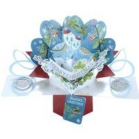 KDMD Owl in Wreath Pop Up Card Blue