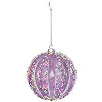 KDMD Purple Sequin Bauble 10cm Christmas Ornament