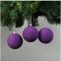 KDMD 8cm Purple Velvet Baubles Set of 6