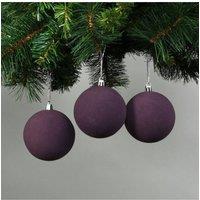 KDMD 8cm Deep Purple Velvet Baubles Set of 6