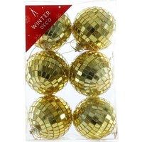 KDMD Gold Disco Ball Baubles 6cm 6 Pack