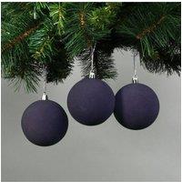 KDMD 8cm Midnight Blue Velvet Baubles Set of 6 in Navy