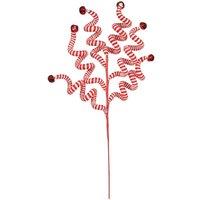 KDMD Red & White Striped Sprig Pick 58cm