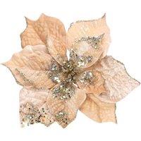 KDMD Champagne Velvet Poinsettia with Clip Dia25cm in Peach
