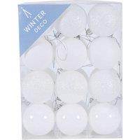 KDMD 6cm White Shatterproof Baubles x24