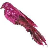 KDMD Hot Pink Sequin & Feather Bird 30cm