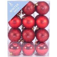 KDMD 6cm Red Shatterproof Baubles x24
