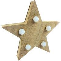 KDMD LED Wooden Star 20x20x3cm Brown | Size: 20 x 20 x 3 cm
