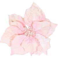 KDMD Pink Velvet Poinsettia with Clip Dia25cm