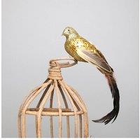 KDMD Gold Paradise Bird w clip Christmas Ornament