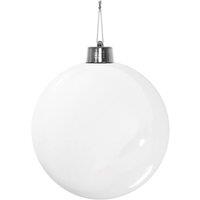 KDMD White Shiny Shatterproof Bauble x1 20cm
