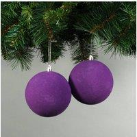 KDMD 10cm Purple Velvet Baubles Set of 4