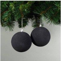 KDMD 10cm Black Velvet Baubles Set of 4